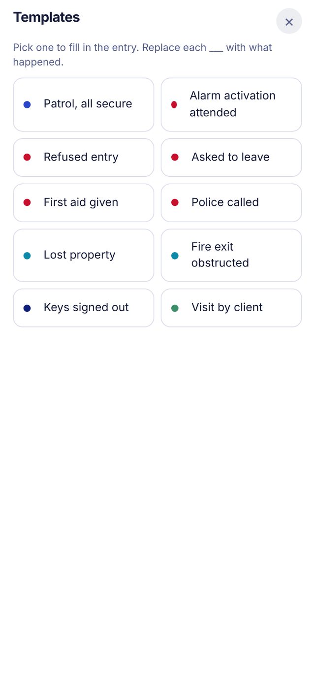 The template picker